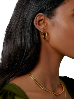 Orelia Curved Cluster Barbell Earring, Emerald - view 2, Emerald