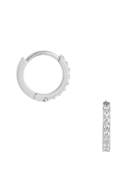 Orelia Pavé Mini Micro Hoop Earrings, Silver, Silver