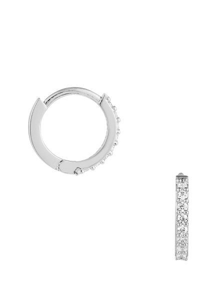 Orelia Pavé Mini Micro Hoop Earrings, Silver, Silver