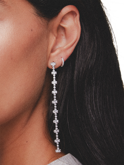 Orelia Pavé Mini Micro Hoop Earrings, Silver - view 2, Silver