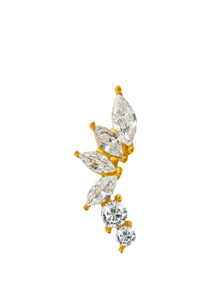 Orelia Curved Crystal Cluster Barbell, Gold, Gold