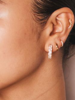 Orelia Curved Crystal Cluster Barbell, Gold - view 2, Gold