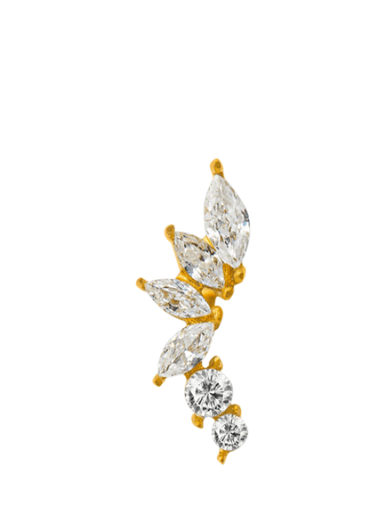 Orelia Curved Crystal Cluster Barbell, Gold - view 2, Gold
