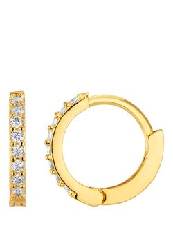 Orelia Pavé Mini Micro Hoop Earrings, Crystal, Crystal