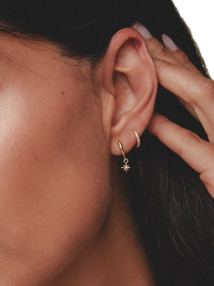 Orelia Pavé Mini Micro Hoop Earrings, Crystal - view 2, Crystal