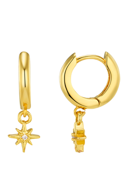 Orelia Starburst Cubic Zirconia Micro Huggie Hoop Earrings, Gold, Gold
