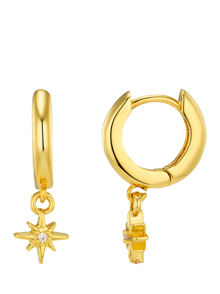 Orelia Starburst Cubic Zirconia Micro Huggie Hoop Earrings, Gold, Gold