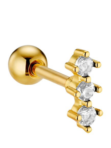 Orelia Crystal Trio Barbell Earring, Single, Gold, Gold