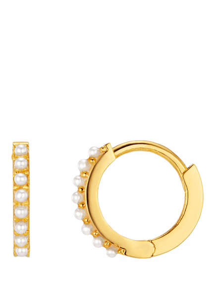 Orelia Mini Micro Hoop Earrings, Pearl, Pearl