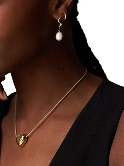Orelia Mini Micro Hoop Earrings, Pearl - view 2, Pearl
