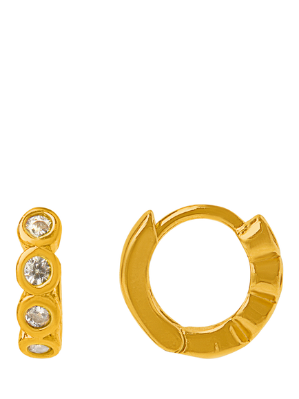 Orelia Tiny Pavé Micro Hoop Earrings, Pale Gold, Pale Gold