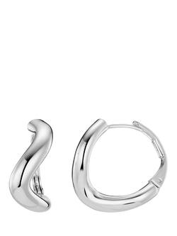 Orelia Round Wave Chunky Hoop Earrings, Silver, Silver