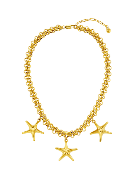 Orelia Waterproof LUXE Statement Chain and Starfish Necklace, Gold, Gold