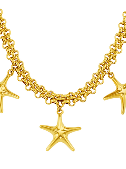 Orelia Waterproof LUXE Statement Chain and Starfish Necklace, Gold - view 2, Gold