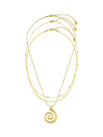 Orelia Waterproof LUXE Spiral Multi-Row Necklace, Gold, Gold