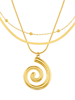 Orelia Waterproof LUXE Spiral Multi-Row Necklace, Gold - view 2, Gold