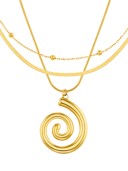 Orelia Waterproof LUXE Spiral Multi-Row Necklace, Gold - view 2, Gold