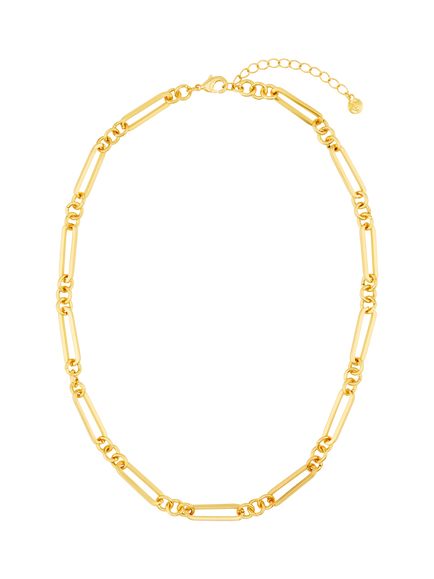 Orelia Open Rectangular Link Necklace, Pale Gold, Pale Gold