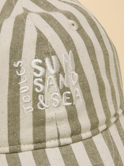 Joules Kids' Daley Striped Baseball Cap, Green/Ecru - view 2, Green/Ecru