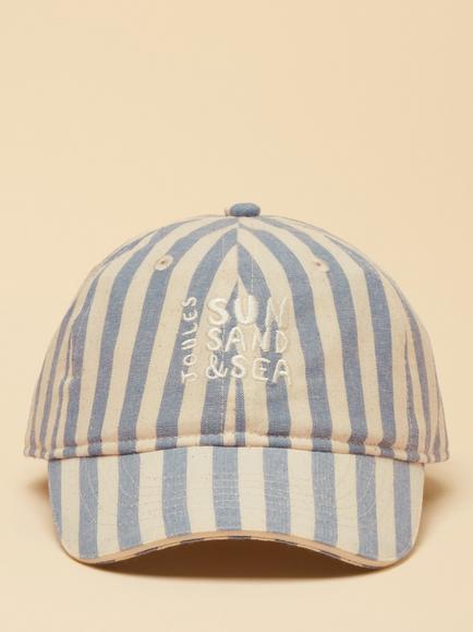 Joules Kids' Daley Striped Baseball Cap, Blue/Ecru, Blue/Ecru