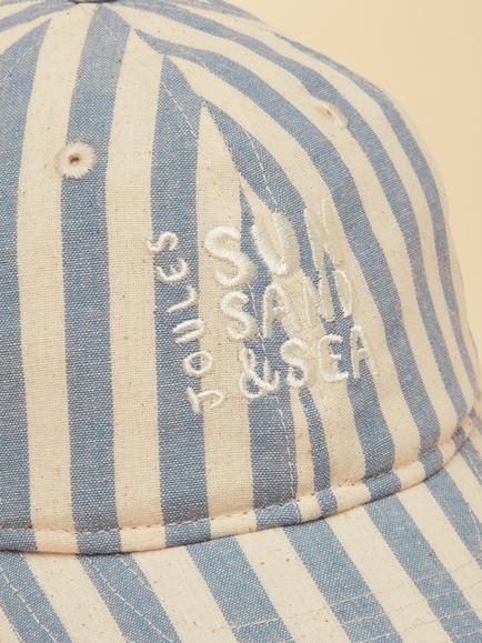 Joules Kids' Daley Striped Baseball Cap, Blue/Ecru - view 2, Blue/Ecru