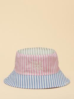 Joules Kids' Reversible Striped Bucket Hat, Pink, Pink