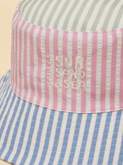 Joules Kids' Reversible Striped Bucket Hat, Pink - view 2, Pink