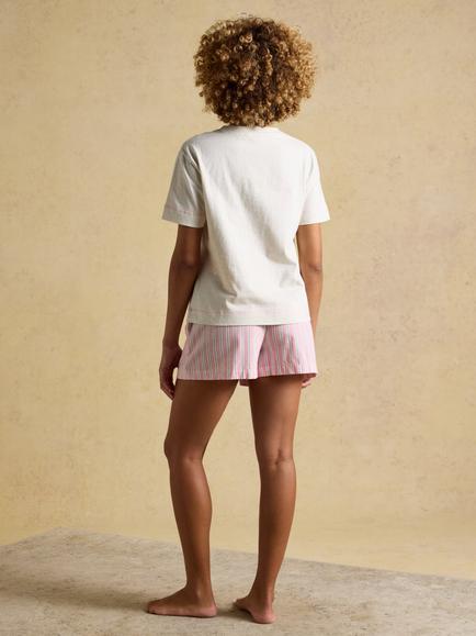 Joules Cotton Pyjamas, Pink/Oatmeal - view 2, Pink/Oatmeal