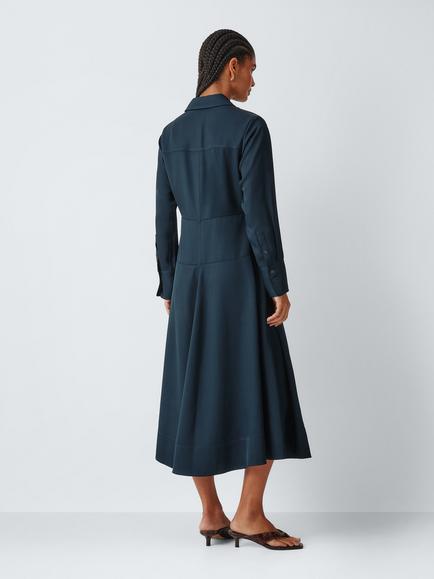 John Lewis Long Sleeve Shirt Dress, Navy - view 2, Navy