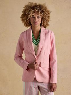 Joules Single Button Linen Rich Blazer, Pink, Pink
