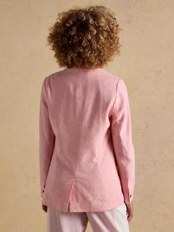 Joules Single Button Linen Rich Blazer, Pink - view 2, Pink
