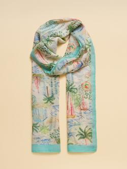 Joules Abberton Palm Print Scarf, Multi, Multi