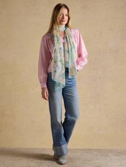 Joules Abberton Palm Print Scarf, Multi - view 2, Multi