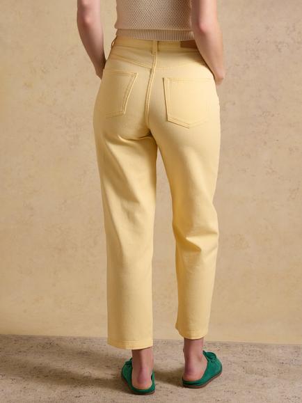 Joules Mid Rise Relaxed Fit Tapered Jeans, Yellow - view 2, Yellow