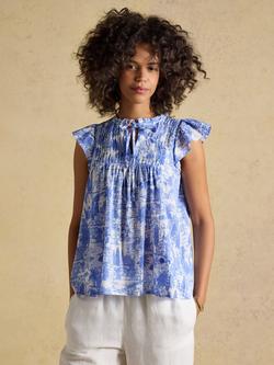 Joules Nolan Toile Print Top, Blue, Blue