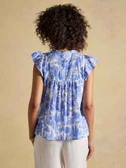 Joules Nolan Toile Print Top, Blue - view 2, Blue