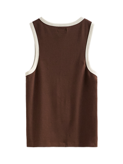 Topman Crew Neck Ringer Vest, Brown - view 2, Brown