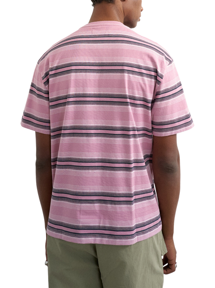 Topman Striped Cotton Crew Neck T-Shirt, Pink - view 2, Pink