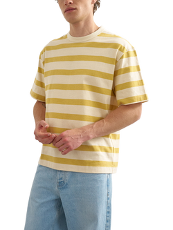 Topman Striped Cotton Crew Neck T-Shirt, Yellow, Yellow
