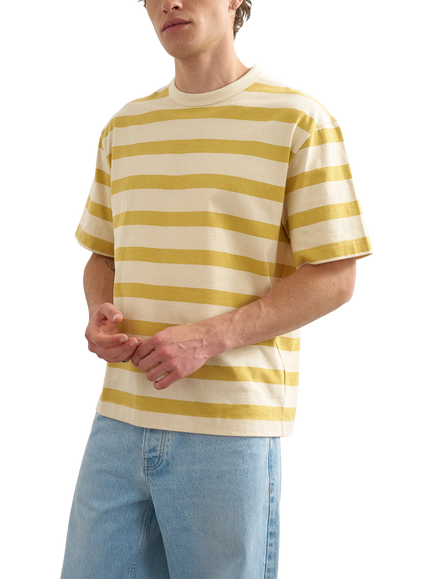 Topman Striped Cotton Crew Neck T-Shirt, Yellow, Yellow