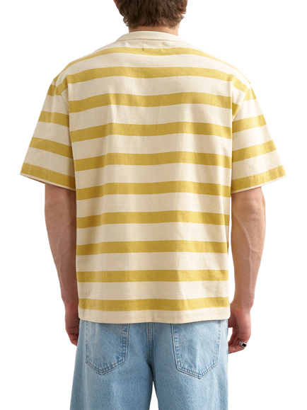Topman Striped Cotton Crew Neck T-Shirt, Yellow - view 2, Yellow