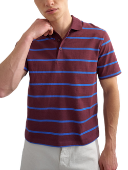 Topman Relaxed Fit Striped Polo Shirt, Dark Burgundy, Dark Burgundy