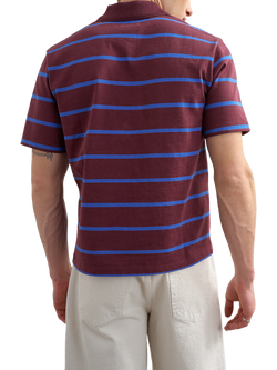 Topman Relaxed Fit Striped Polo Shirt, Dark Burgundy - view 2, Dark Burgundy