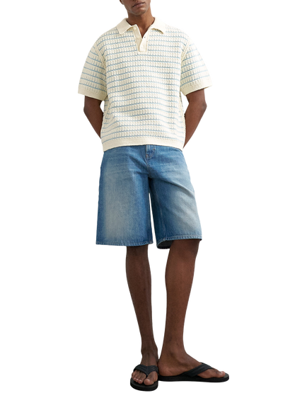 Topman Machine Crochet Polo Shirt, Blue, Blue
