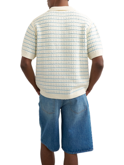 Topman Machine Crochet Polo Shirt, Blue - view 2, Blue