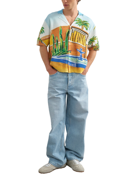 Topman Garden Knitted Short Sleeve Shirt, Multi, Multi