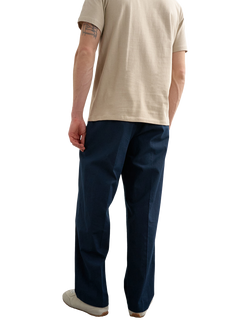 Topman Straight Wide Leg Chinos - view 2, Navy