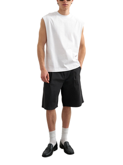 Topman Cotton Twill Bermuda Shorts, Black