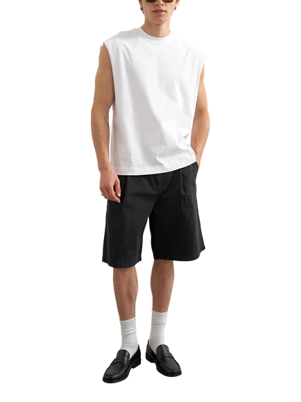 Topman Cotton Twill Bermuda Shorts, Black