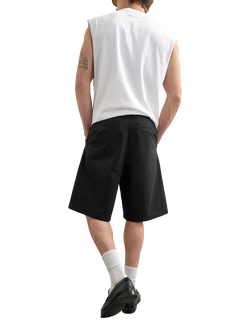 Topman Cotton Twill Bermuda Shorts - view 2, Black